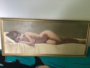 Peinture sur toile de Aldo Fornoni intitulé la dormeuse 