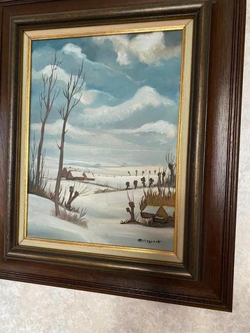 Peinture. Paysage d'hiver. Signé