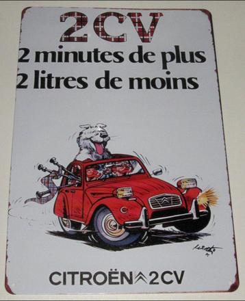 CITROEN 2CV : Metalen Bord Citroën 2CV 2 minutes de plus ... beschikbaar voor biedingen
