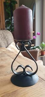 Smeedijzeren kandelaar met kaars, Huis en Inrichting, Ophalen of Verzenden, Zo goed als nieuw