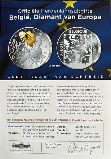 Officiële Herdenkingsmunt - België, Diamant van Europa beschikbaar voor biedingen
