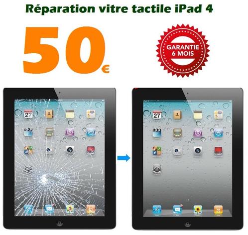 Réparation vitre tactile iPad 4 pas cher à Bruxelles à 50€, Télécoms, Téléphonie mobile | Accessoires & Pièces, Enlèvement