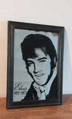 Vintage Elvis spiegel in houten kader., Ophalen of Verzenden, Gebruikt, Minder dan 50 cm, Minder dan 50 cm
