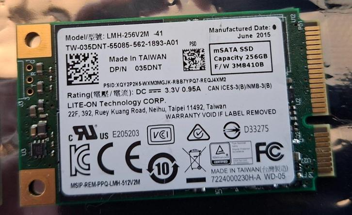 4 x Lite-On 256GB mSATA SSD, Computers en Software, Harde schijven, Gebruikt, Laptop, Intern, SSD, Overige aansluitingen, Ophalen of Verzenden