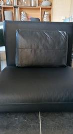 Pouf fauteuil cuir noir véritable, Ophalen, Zo goed als nieuw, 75 tot 100 cm, Leer