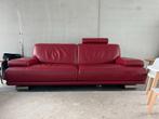 Natuzzi, cuir rouge 3 places, Comme neuf, Banc droit, Modern, 200 à 250 cm
