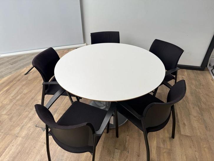 Ronde kantine/vergadertafel wit-aluminium, Huis en Inrichting, Tafelkleden, Ophalen of Verzenden