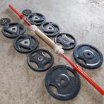 155 kilo Olympische rubber grip Gewichten set Compleet, Sport en Fitness, Ophalen, Zo goed als nieuw