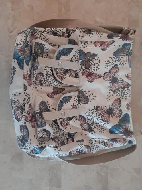 Mooie handtas, vlinderprint, 100% katoen, Handtassen en Accessoires, Tassen | Schoudertassen, Zo goed als nieuw, Ophalen of Verzenden