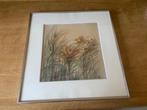 Zilverkleurige lijst met aquarel tekening, Antiek en Kunst, Kunst | Tekeningen en Fotografie, Verzenden