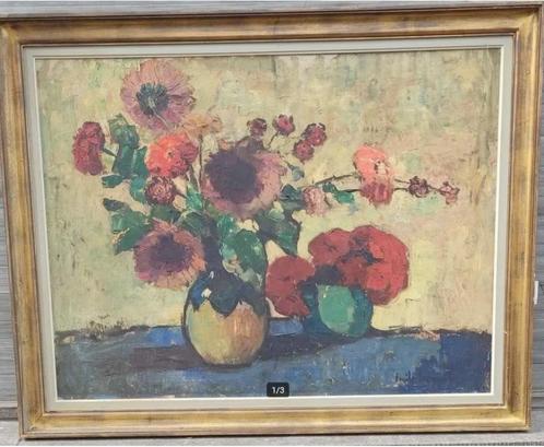 Huile sur toile fleurs signe Émile lecomte, Antiquités & Art, Art | Peinture | Classique, Enlèvement ou Envoi