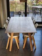 Massief eiken tafel 220x100cm, Ophalen, Zo goed als nieuw, Eikenhout