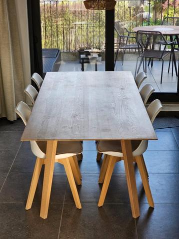Massief eiken tafel 220x100cm, Huis en Inrichting, Ophalen, Zo goed als nieuw, Eikenhout