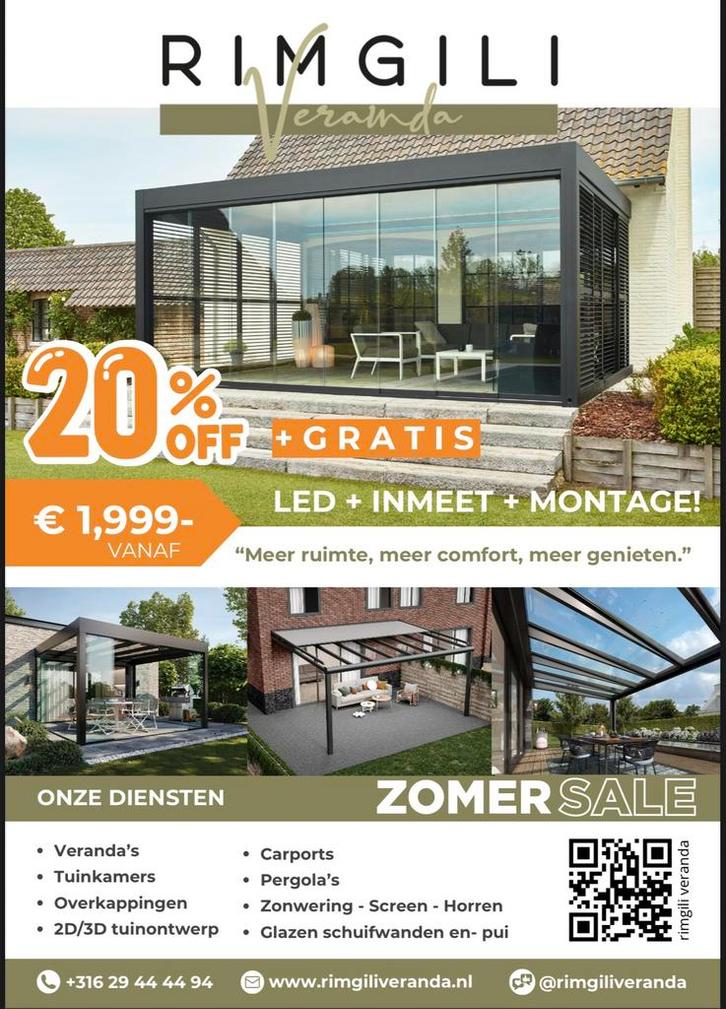 ACTIE: Veranda 20% korting – Inclusief LED & 3D Ontwerp, Tuin en Terras, Overkappingen, Nieuw, Veranda, Ophalen