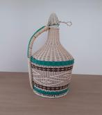 Vintage geweven rieten fles - 35 cm hoog, Ophalen of Verzenden, Gebruikt