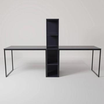 bureau dubbel 240 cm met 2 zwarte bureaustoelen beschikbaar voor biedingen
