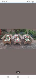 In goede staat, 3 rotan lounge stoelen, terras, tuin, Tuin en Terras, Ophalen, Rotan