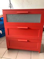 Rood dressoir met 3 laden, Huis en Inrichting, Kasten | Ladekasten, Ophalen, Gebruikt, 50 tot 100 cm, 3 of 4 laden
