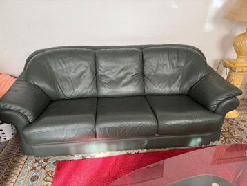 Salon en cuir véritable, Enlèvement, Utilisé, Cuir