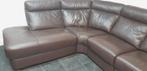 Bruin lederen hoeksalon met relax, Huis en Inrichting, Ophalen, Gebruikt, Leer