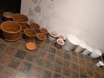 Bloempotten diverse maten, terracotta en wit, Tuin en Terras, Bloempotten, Ophalen, Zo goed als nieuw, Terracotta