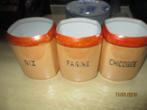 porcelaine ancienne, 3 bocaux de rangement riz chicorée et f, Enlèvement ou Envoi