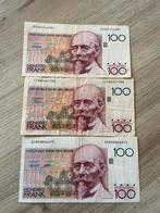 3 maal 100 frank andere handtekening, Postzegels en Munten, Bankbiljetten | België, Ophalen of Verzenden