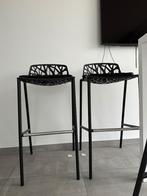 4 zwarte barstoelen Italiaans design, Ophalen, Zo goed als nieuw, Aluminium
