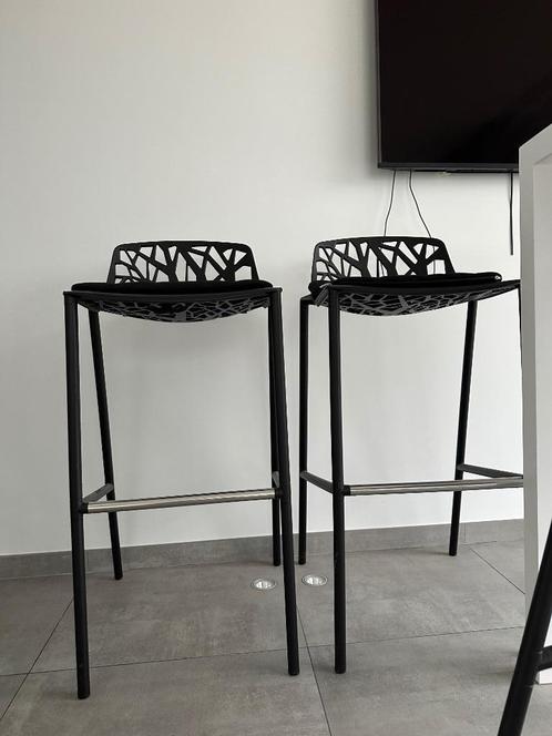 4 zwarte barstoelen Italiaans design, Tuin en Terras, Tuinstoelen, Zo goed als nieuw, Aluminium, Ophalen
