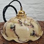 vintage handgeblazen gemarmerde opaline glazen hanglamp, Antiek en Kunst, Ophalen of Verzenden