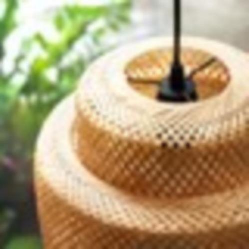 3 lusters in bamboe handgemaakt, Huis en Inrichting, Lampen | Kroonluchters, Gebruikt, Overige materialen, Ophalen
