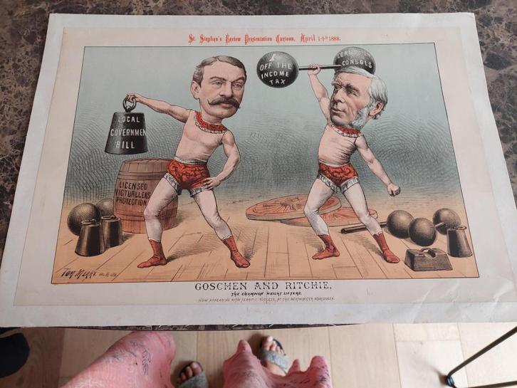 cartoon presentation, 14 april 1888, Tom Merry, Antiek en Kunst, Kunst | Overige Kunst, Ophalen of Verzenden