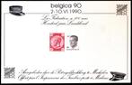Herinneringsvelletje 1990 - Belgica '90 100 jaar Landsbond, Ophalen of Verzenden, Gestempeld, 1e dag stempel
