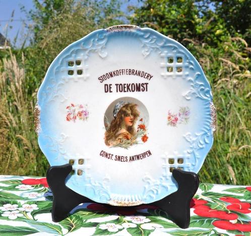 assiette porcelaine 16 trous publicitaire stoomkoffiebrander, Antiek en Kunst, Antiek | Wandborden en Tegels, Ophalen of Verzenden