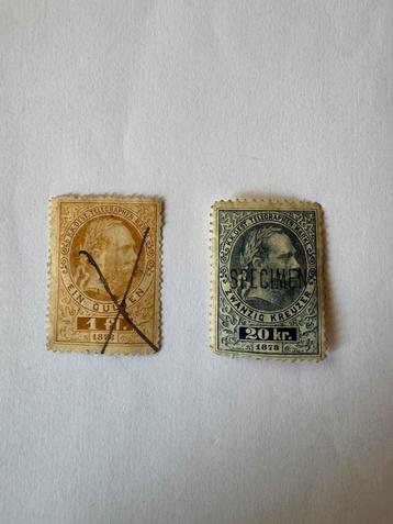 Lot 2 postzegels Oostenrijk 1873 telegraaf Franz Joseph I beschikbaar voor biedingen