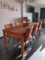 eettafel in zeer goede staat, Huis en Inrichting, Ophalen, Eiken maar past ook van kleur bij teakhout, 150 tot 200 cm, Eikenhout