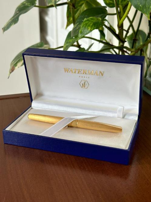 Waterman Paris - Stylo à plume - Plaque Or G - 18K, Collections, Stylos, Comme neuf, Stylo, Waterman, Avec boîte, Enlèvement ou Envoi