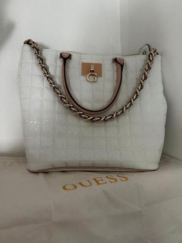 Guess handtas, roze en wit, 40x30cm beschikbaar voor biedingen