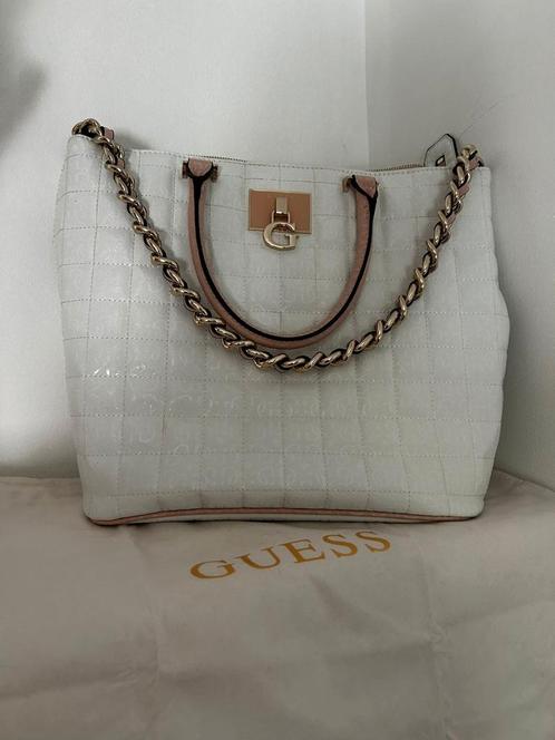 Guess handtas, roze en wit, 40x30cm, Handtassen en Accessoires, Tassen | Damestassen, Zo goed als nieuw, Handtas, Wit, Ophalen of Verzenden