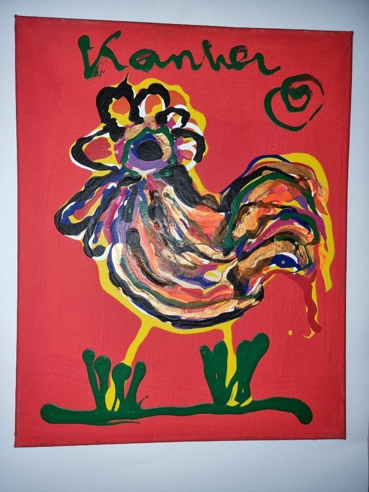 Origineel Jacob kanbier Haantje op doek, Antiek en Kunst, Kunst | Schilderijen | Klassiek, Ophalen