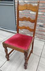 6 eiken stoelen met fluwelen zitting in zeer goede staat, Ophalen, Gebruikt, Hout, Vijf, Zes of meer stoelen
