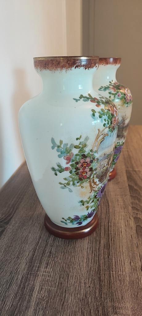 paar antieke geëmailleerde opaline vazen, Antiek en Kunst, Antiek | Vazen, Ophalen of Verzenden