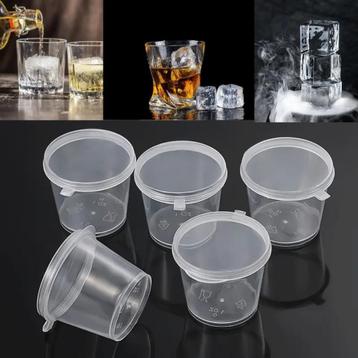 Kleine Ronde Plastic Bekers met Scharnierdeksels, Neuf, Autres types, Autres matériaux, Autres styles