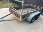 Aanhangwagen dubbelasser 255x127 750kg ongeremd gegalvanise, Auto diversen, Aanhangers en Bagagewagens, Ophalen, Gebruikt