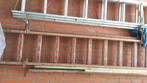 Houten ladder van 2 delen elk van 4 meter lang, Doe-het-zelf en Bouw, Ladders en Trappen, Ophalen, Gebruikt
