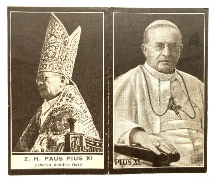 Bidprentje van Z.H. Paus Pius de Elfde, Verzamelen, Bidprentjes en Rouwkaarten, Bidprentje, Ophalen of Verzenden