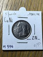 5 Francs 1981 fr, Postzegels en Munten, Munten | België, Ophalen of Verzenden, Losse munt