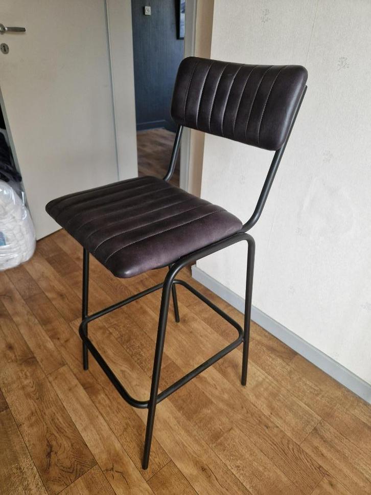 chaise haute  look industriel métal cuir, Huis en Inrichting, Stoelen, Zo goed als nieuw, Eén, Leer, Metaal, Ophalen of Verzenden
