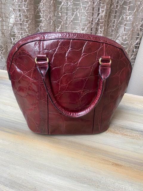 Wijnrode vintage Furla handtas, croco structuur, Handtassen en Accessoires, Tassen | Damestassen, Gebruikt, Handtas, Rood, Ophalen of Verzenden