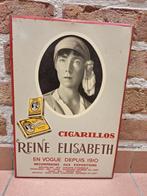 Blikken reclame bord 1956 Cigarillos Reine Elisabeth JTD, Ophalen of Verzenden, Gebruikt, Reclamebord